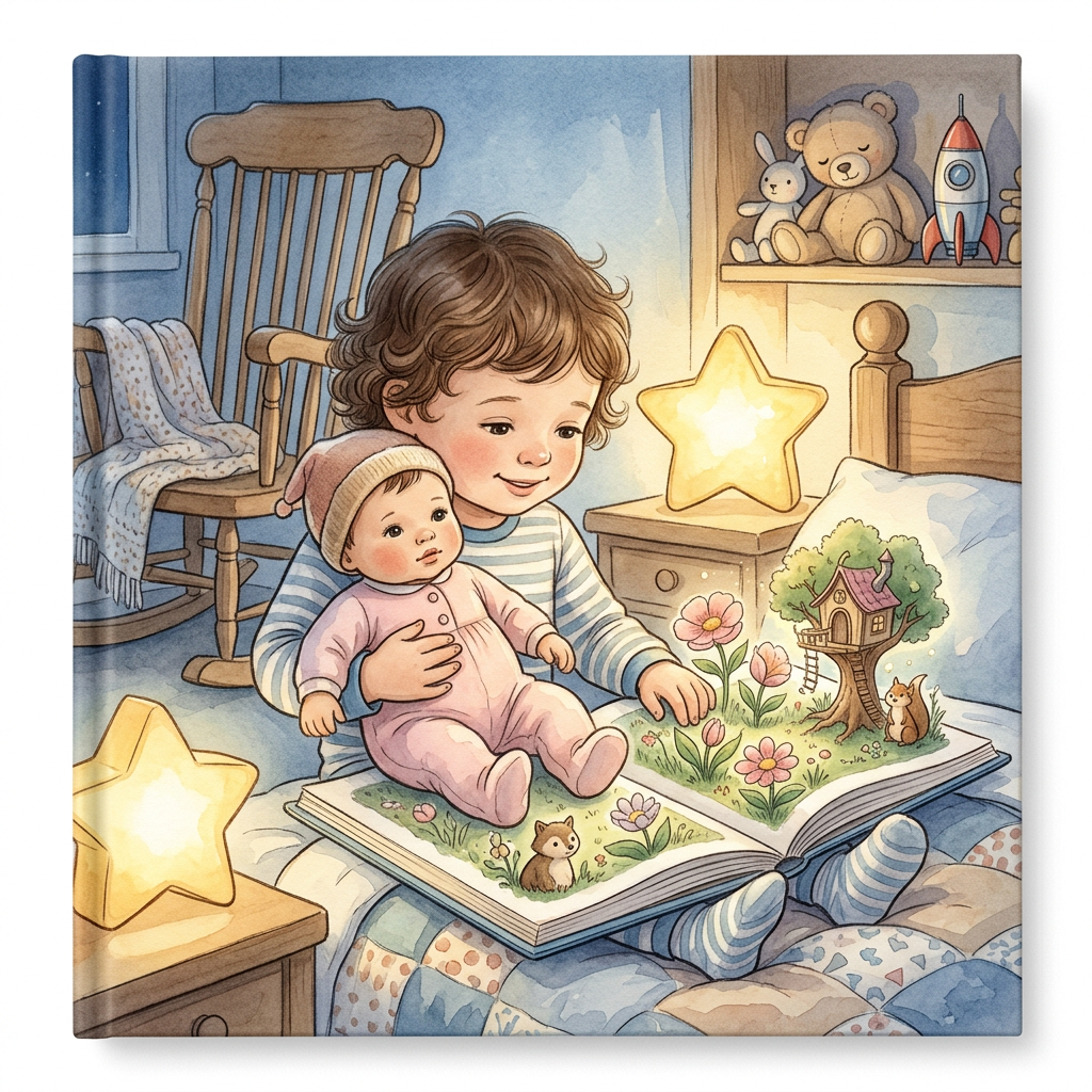 Generic Baby Annabell toy-inspired bedtime story illustration