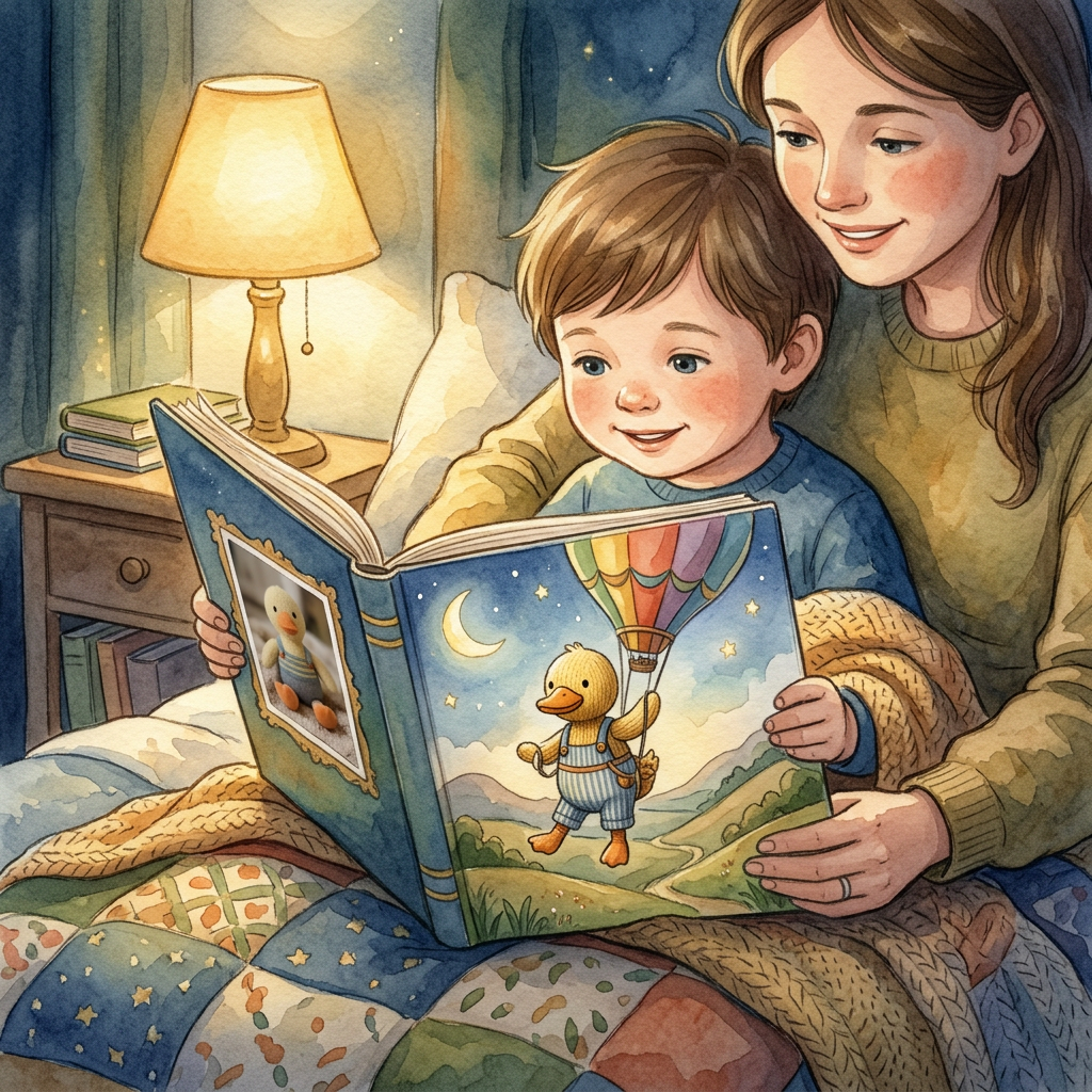 Generic Battat toy-inspired bedtime story illustration