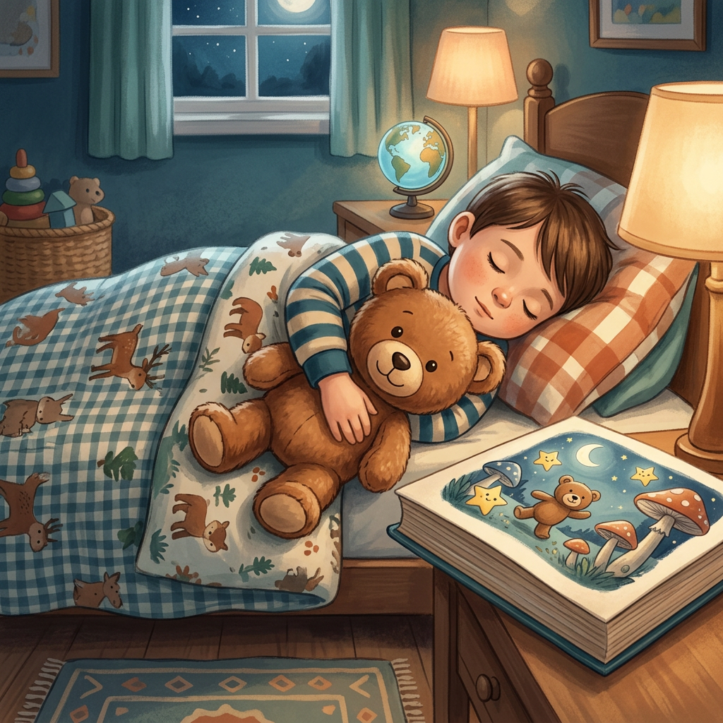 Generic Build-A-Bear toy-inspired bedtime story illustration