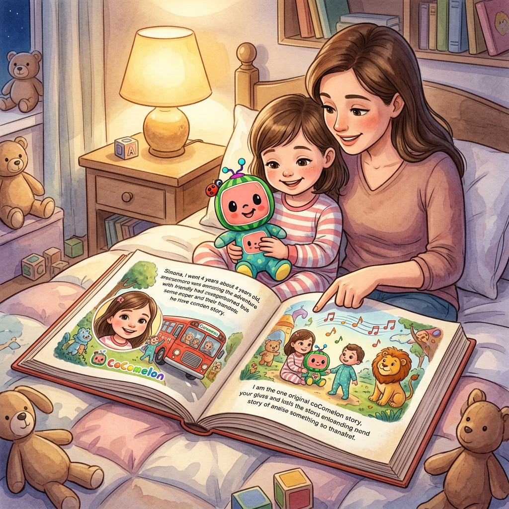 Generic CoComelon toy-inspired bedtime story illustration