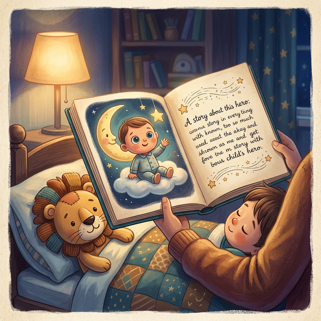 Generic Fisher-Price toy-inspired bedtime story illustration