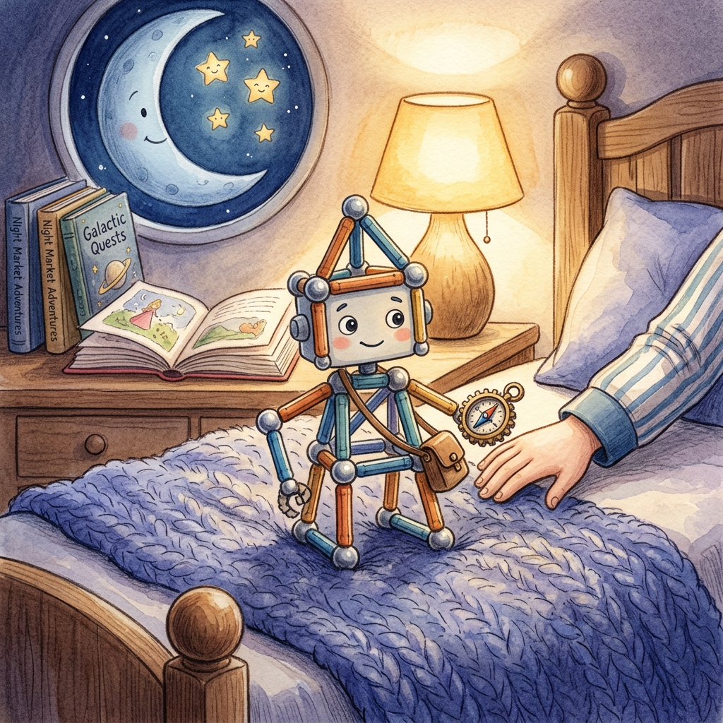 Generic Geomag toy-inspired bedtime story illustration