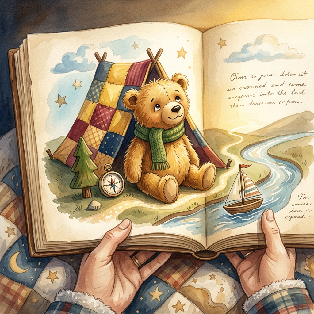 Generic Gund toy-inspired bedtime story illustration
