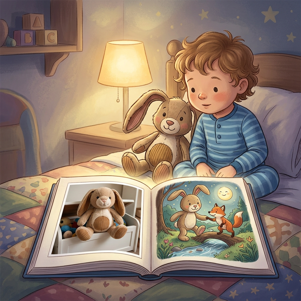 Generic Hasbro toy-inspired bedtime story illustration