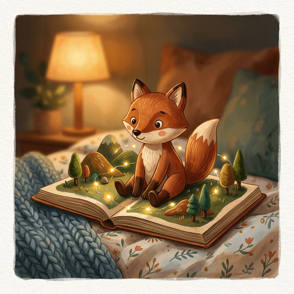 Generic Janod toy-inspired bedtime story illustration
