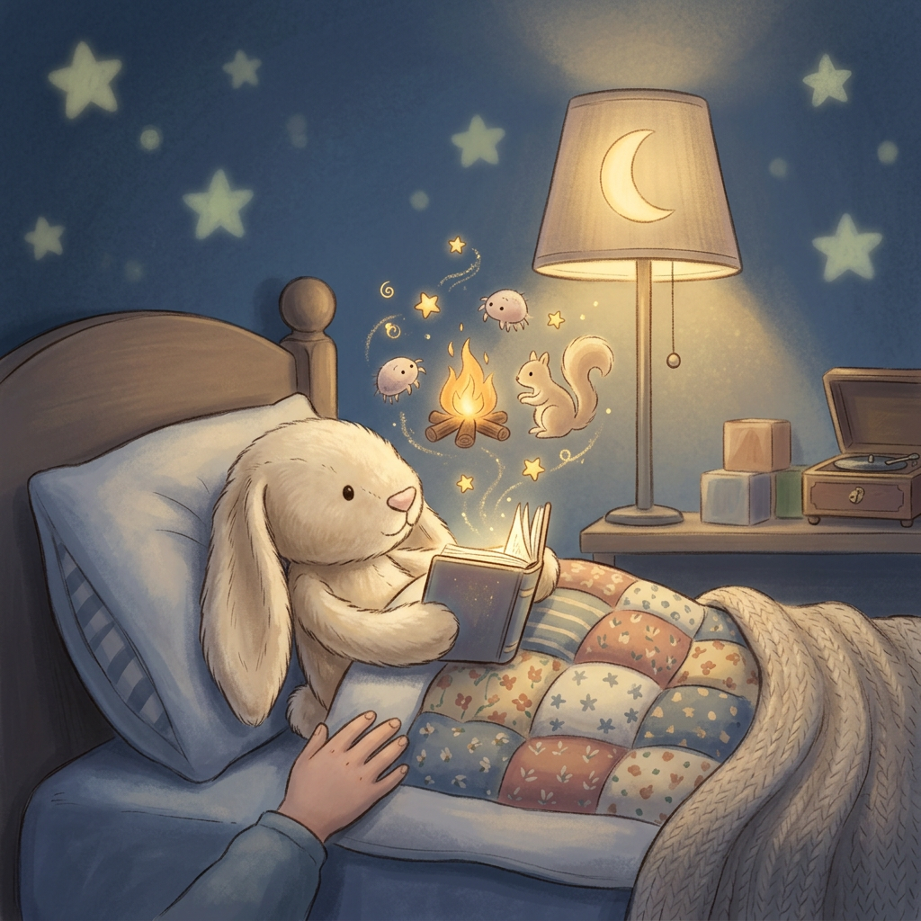Generic Jellycat toy-inspired bedtime story illustration