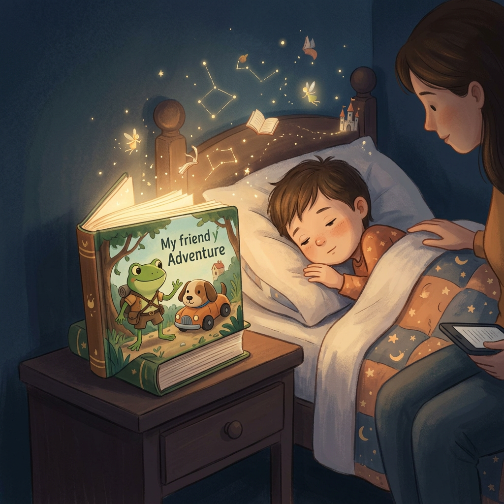 Generic LeapFrog toy-inspired bedtime story illustration