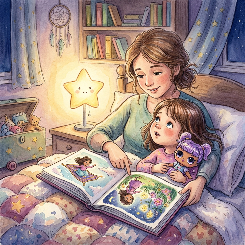 Generic LOL Surprise toy-inspired bedtime story illustration