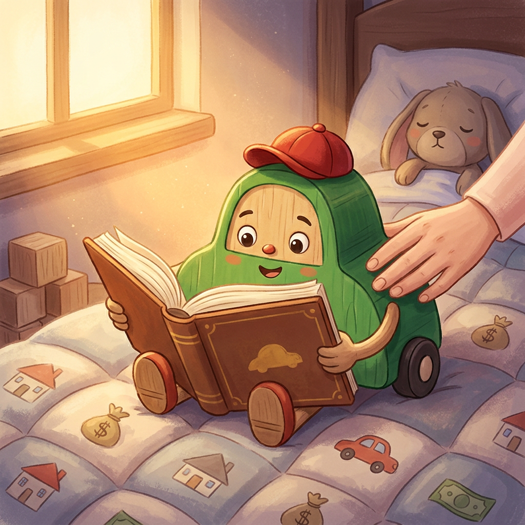 Generic Monopoly toy-inspired bedtime story illustration