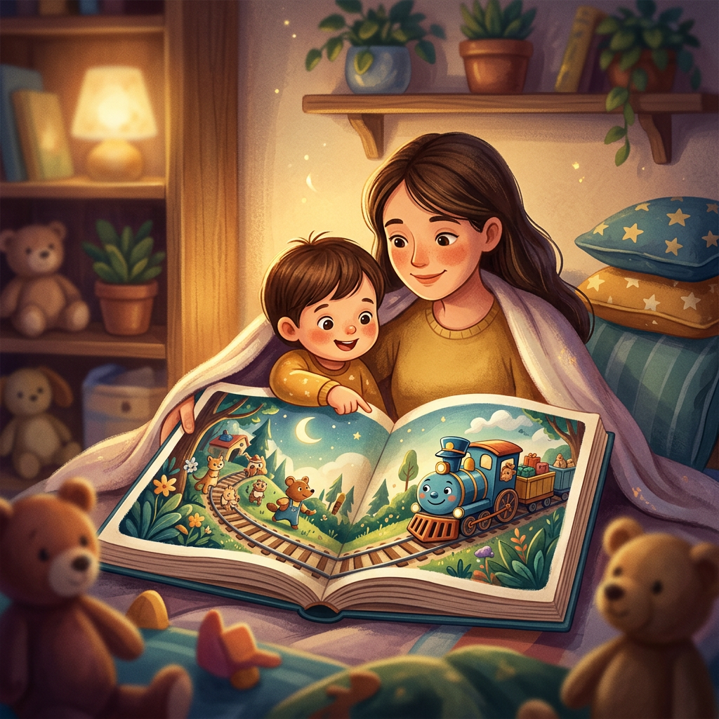 Generic Takara Tomy toy-inspired bedtime story illustration