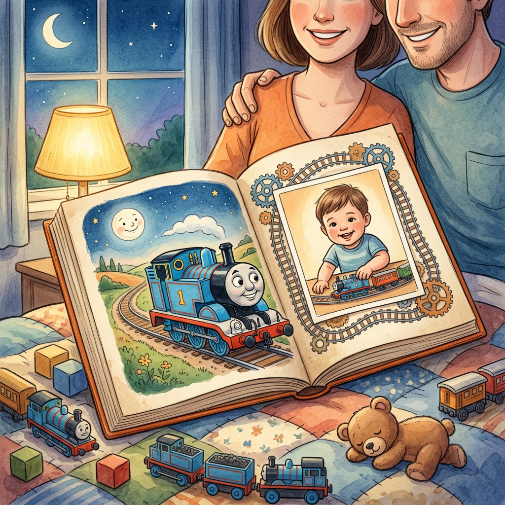 Generic Thomas & Friends toy-inspired bedtime story illustration