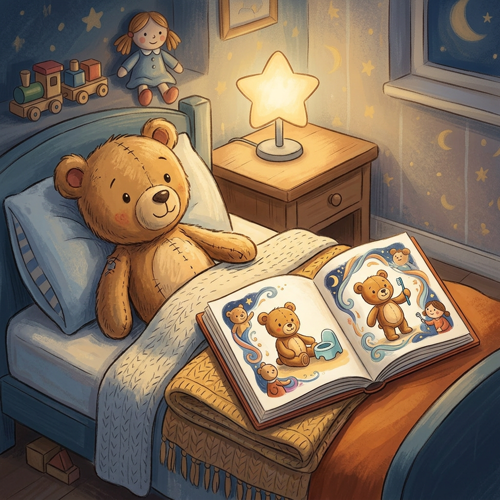 Side-by-side style illustration comparing toy-focused and generic bedtime tools