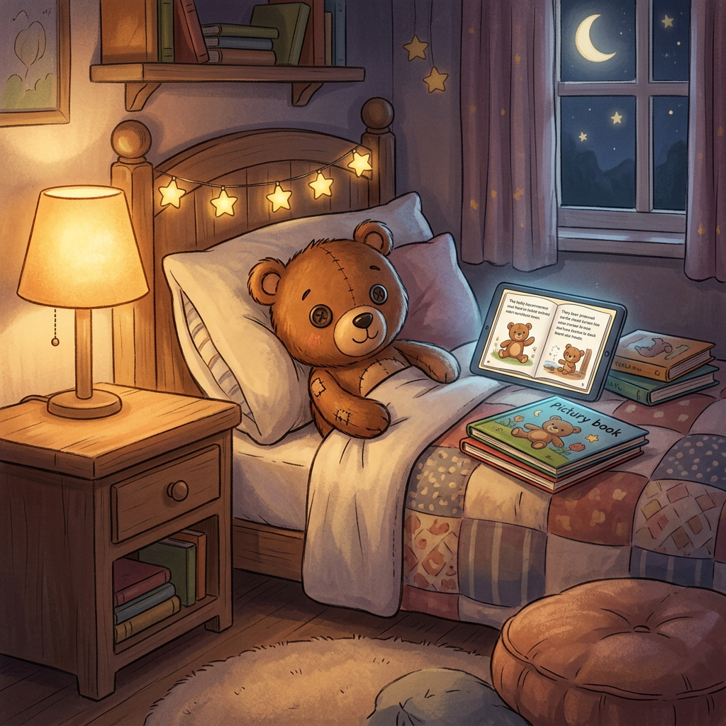 Side-by-side style illustration comparing toy-focused and generic bedtime tools