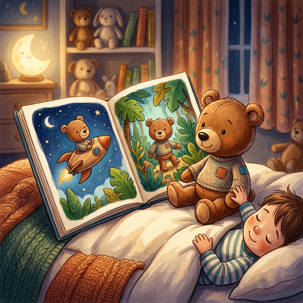 Side-by-side style illustration comparing toy-focused and generic bedtime tools