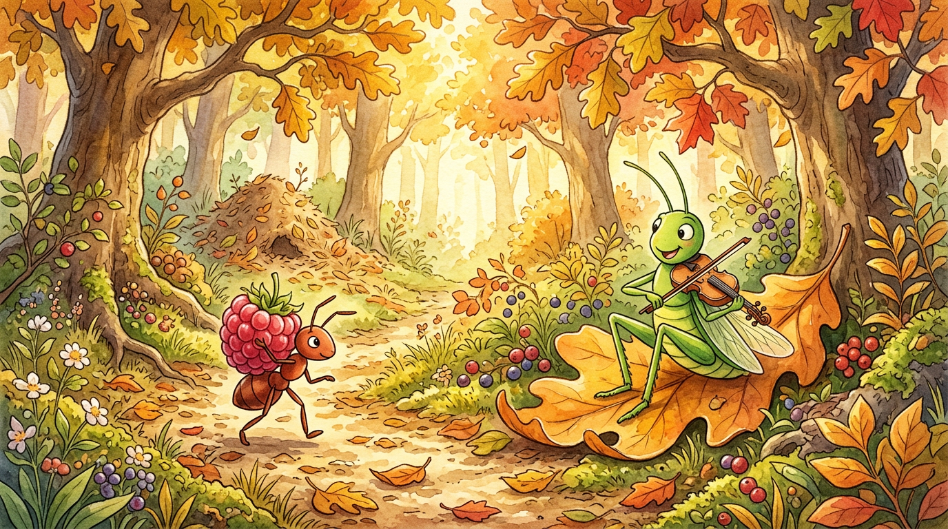 The Ant and the Grasshopper cover illustration