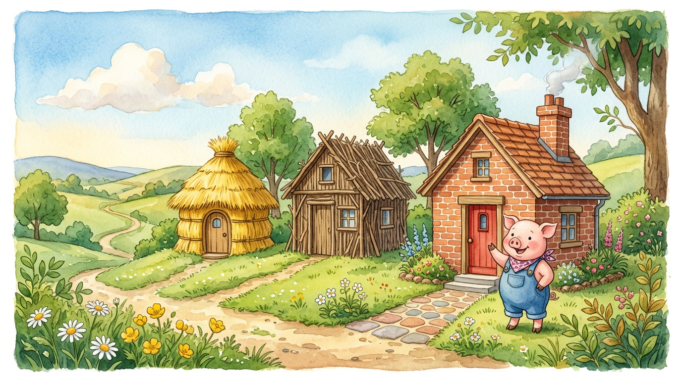 The Three Little Pigs cover illustration